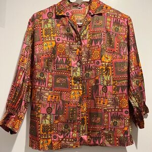 60’s vintage women’s button up top psychedelic